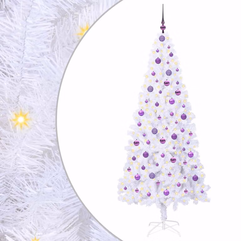 Árbol de Navidad artificial vidaXL con 300 LED blanco cálido, PVC y acero, Altura: 210 cm