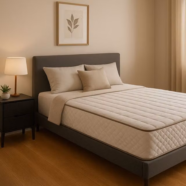 Colchón de espuma de alta resiliencia NUITS D'OR con soporte firme y protector de regalo, color blanco o beige, An/P/Al: 200 x 140 x 23 cm