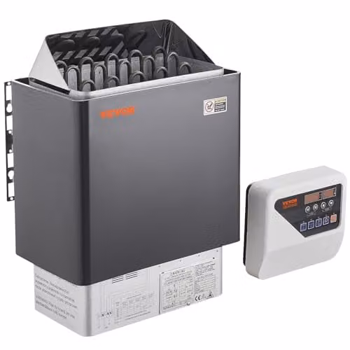 Calentador de sauna eléctrica VEVOR de 8 kW, 400V, color negro, con temporizador y controlador digital para saunas de 8-12 m³
