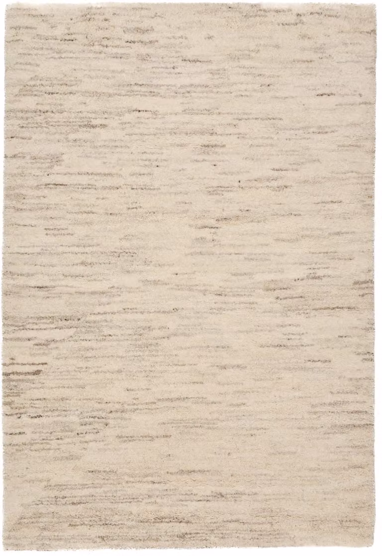 Alfombra bereber de lana virgen anudada a mano Theko color beige An/P/Al: 90 x 60 cm