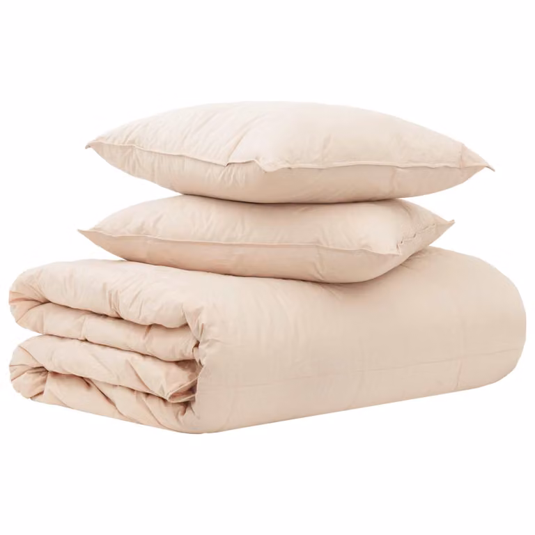 Juego de edredón y almohadas vidaXL de 2 unidades en color beige, fabricado con kapok y poliéster, An/P: 140 x 220 cm