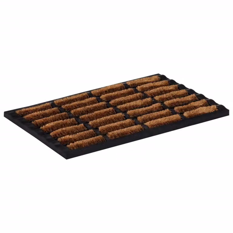 Felpudo rectangular de fibra de coco y goma vidaXL, antideslizante, marrón y negro, 40 x 60 cm
