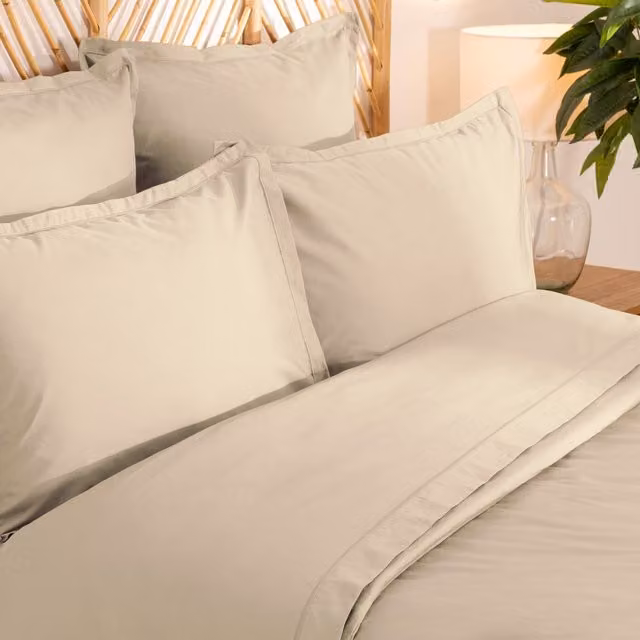 Sábana bajera de algodón de percal Atmosphera en color beige para adultos, An/P/Al: 140 x 190 cm