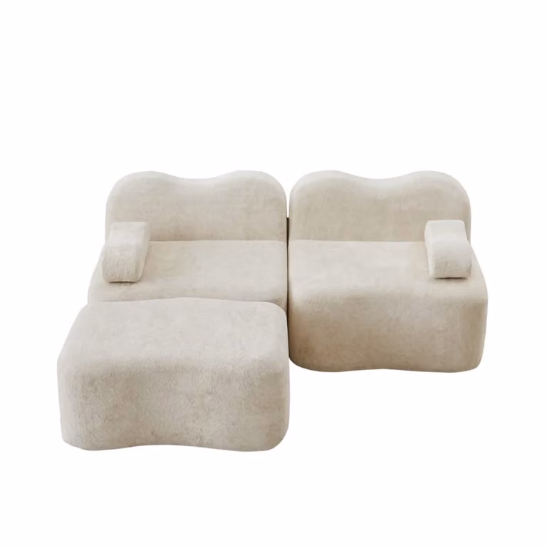 Sofá modular moderno OKWISH en terciopelo beige con otomana a juego para salón