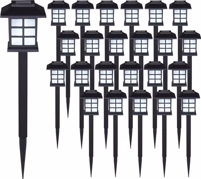Set de 24 luces solares LED Monzana para jardín y caminos con sensor crepuscular en color blanco