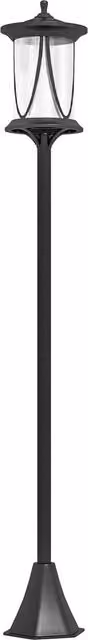 Luz de calle solar LED NORTHIX con luz blanca fría y diseño impermeable en color negro para jardín y terraza