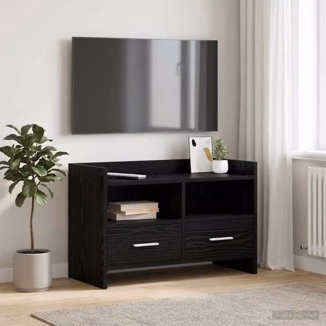 Mueble de TV moderno Maison Exclusive en madera de roble y negro, An/P/Al: 71,5 x 33 x 47 cm