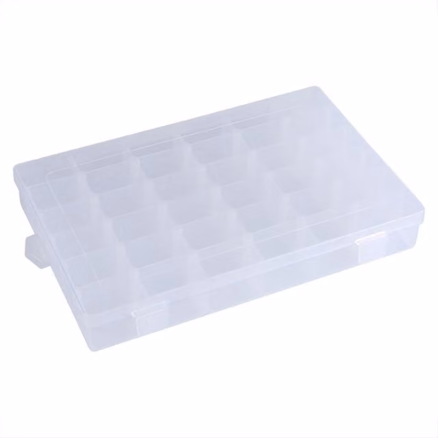 Organizador de pendientes Eosnow transparente con 36 ranuras ajustables y caja de almacenamiento de plástico An/P/Al: 27,5 x 17,5 x 4,1 cm
