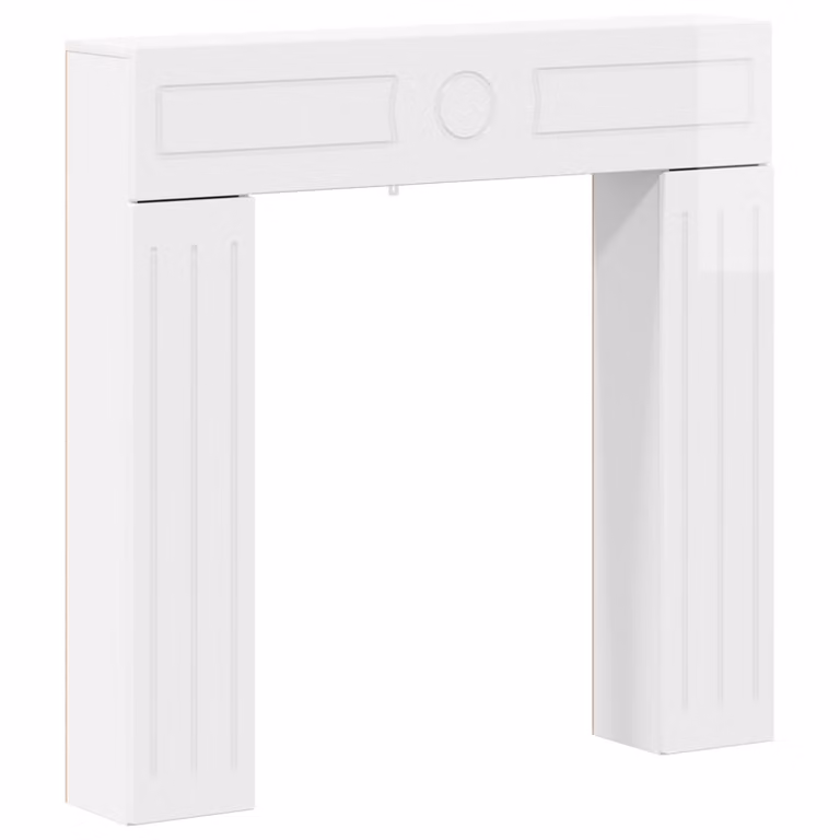 Marco de chimenea moderno vidaXL en blanco brillante, An/P/Al: 102 x 18 x 100,5 cm
