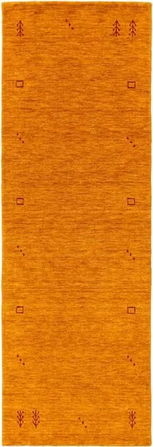 Alfombra de pasillo Benuta Gabbeh de lana amarilla, diseño moderno y tejido plano, An/P/Al: 80 x 300 cm
