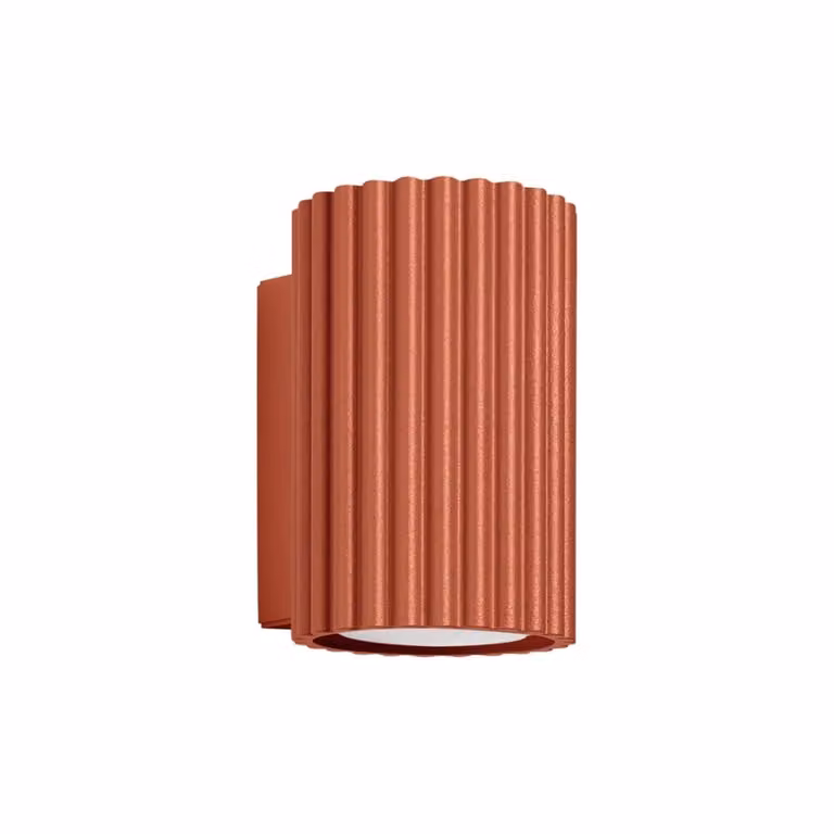 Lámpara de pared moderna Sollux Lighting de aluminio en color rojo, forma cilíndrica, Altura: 7 cm