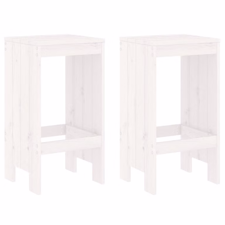 Set de 2 taburetes Syfax de madera de pino maciza en color blanco para cocina o terraza, An/P/Al: 40 x 36 x 75 cm