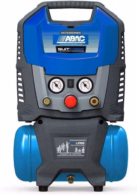 Compresor ABAC de 6 litros, 1,5 CV y 8 bares con maletín, color azul
