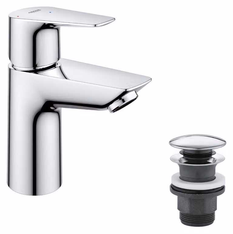 Grifo monomando para lavabo Grohe Start Edge en acabado cromo con cartucho cerámico y tecnología de ahorro de agua