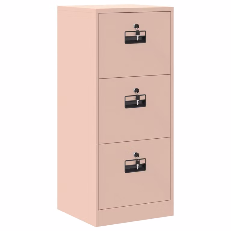 Mueble archivador con cajón y cerradura vidaXL, estilo industrial en metal, color rosa, An/P/Al: 45,5 x 42 x 106,5 cm