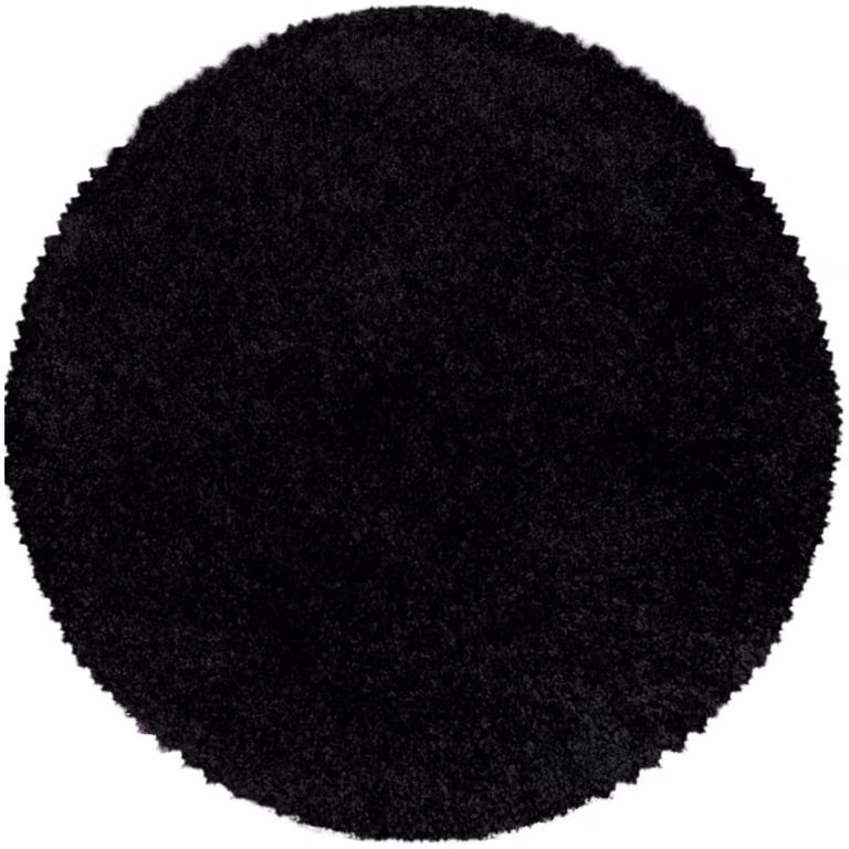 Alfombra redonda de pelo largo Studio Deco en color negro y azul, resistente a las manchas, de polipropileno, Diámetro: 120 cm