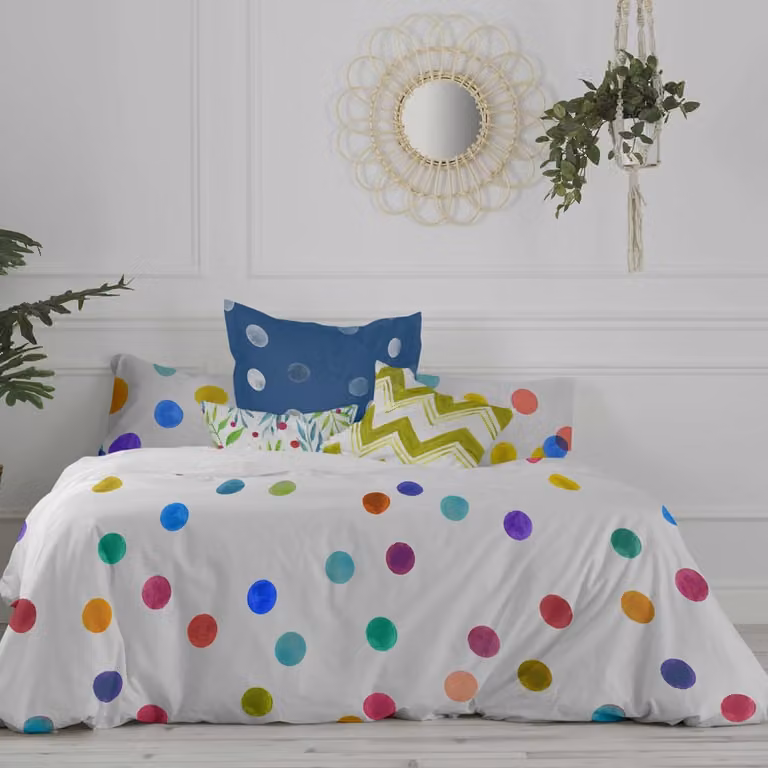 Funda nórdica Confetti Happyfriday de algodón multicolor con diseño de puntos, An/P/Al: 140 x 200 cm