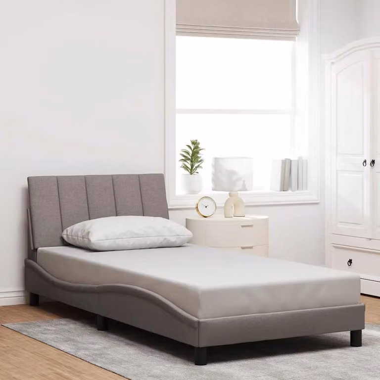 Estructura de cama tapizada vidaXL Hanko en color gris con iluminación bajo la cama y puerto de carga USB, An/P/Al: 100 x 200 cm