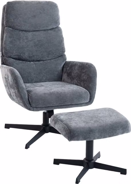 Sillón relax con otomana NORTHIX en color gris con base de metal y tapizado de microfibra