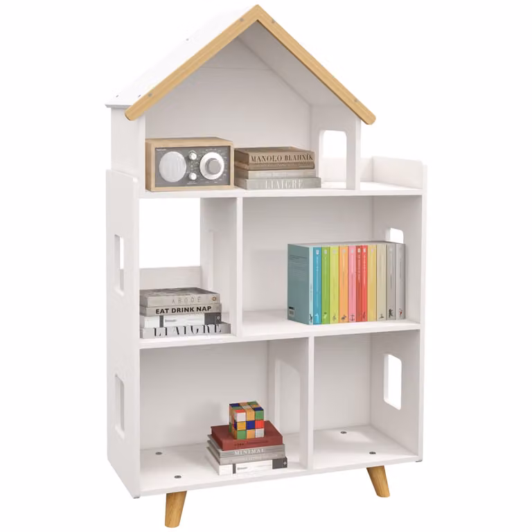 Estantería para juguetes Zonekiz en madera de pino y MDF color blanco An/P/Al: 65 x 25 x 108.5 cm