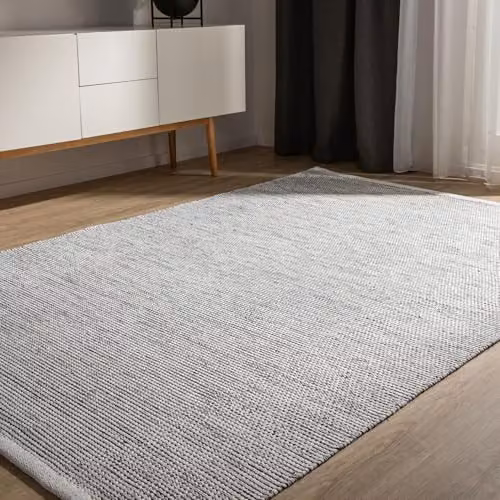 Alfombra de algodón Benuta Basic Ron en color beige y negro, tejida a mano con estilo minimalista, An: 200 cm, Al: 290 cm