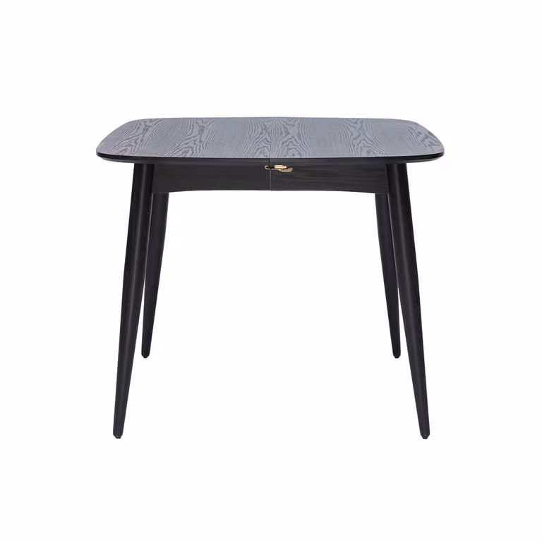 Mesa de comedor extensible NORDECO negra de madera con acabado mate y diseño minimalista de bordes redondeados An/P/Al: 90 x 90 x 76 cm (extensible hasta 130 cm)
