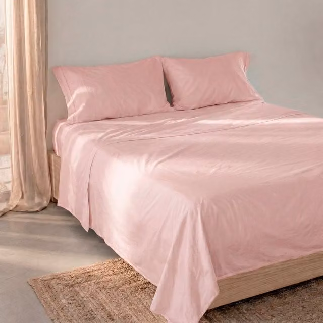 Sábana Basic de algodón rosa para cama de 135/140 cm, An/P: 210 x 270 cm