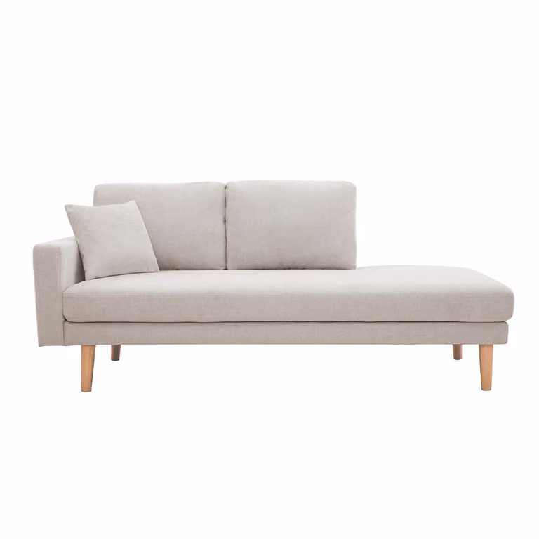 Chaise longue BERTILLE de Miliboo en tejido efecto aterciopelado beige con forma en L y lado izquierdo de 190 cm
