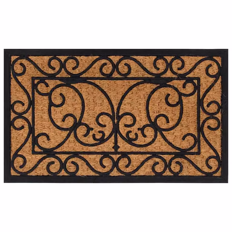 Felpudo rectangular vidaXL de fibra de coco y goma antideslizante, marrón y negro, An/P: 75 x 45 cm