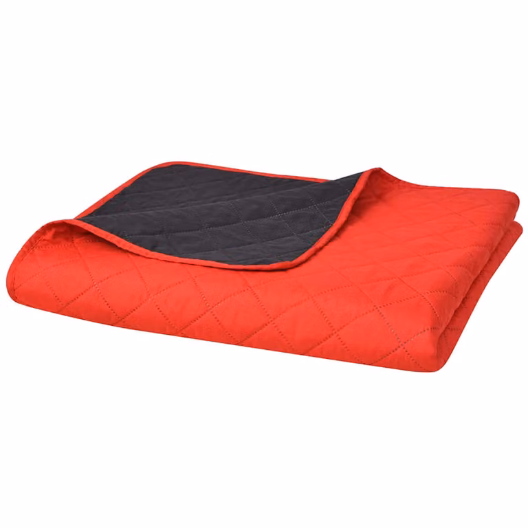Cubrecama acolchado reversible de microfibra vidaXL en rojo y negro, An/P: 170 x 210 cm
