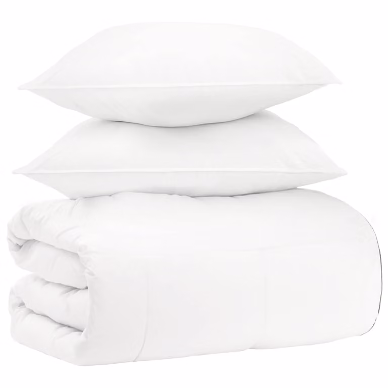 Juego de edredón y almohadas de 3 piezas vidaXL de bambú en color blanco para adultos