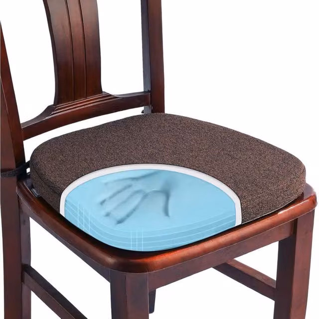 Cojín de espuma viscoelástica XISRENS en forma de U para silla de comedor, extraíble, antideslizante y lavable, color marrón oscuro, Ancho: 40,6 cm