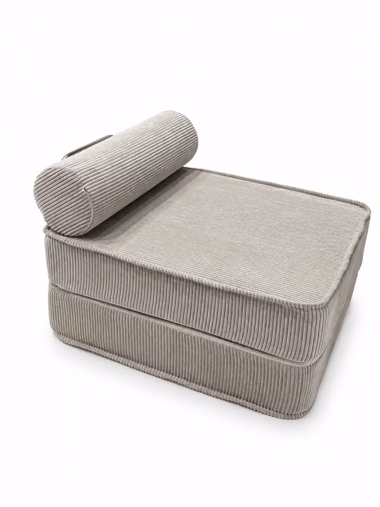 Chaiselongue compacta SURB en pana beige sin reposabrazos con estructura de metal y fundas extraíbles An/P/Al: 95 x 80 x 60 cm