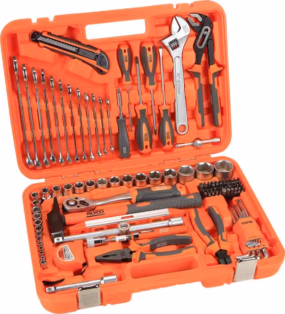Juego de herramientas combinado Alyco de 113 piezas en color naranja y multicolor con estuche de plástico