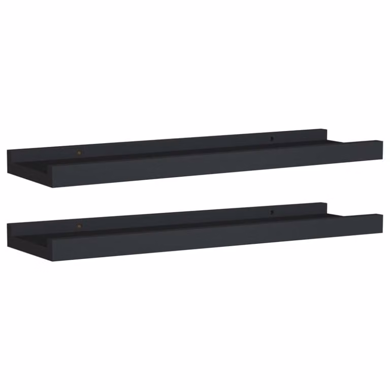 Lote de 2 repisas Maison Chic de madera lacada negra para marcos de fotos, An/P/Al: 40 x 9 x 3 cm