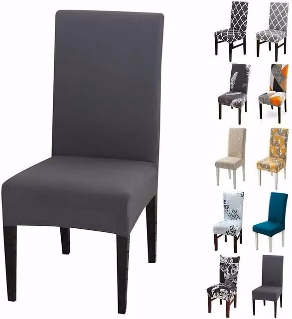 Juego de 6 fundas elásticas universales para sillas de comedor LIIYIELA, diseño moderno en color gris