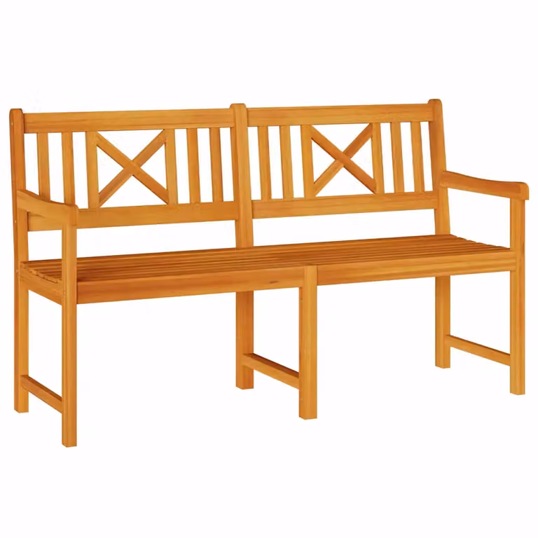 vidaXL Banco de exterior de madera de acacia sólida en color marrón con reposabrazos An/P/Al: 150 x 56 x 90 cm