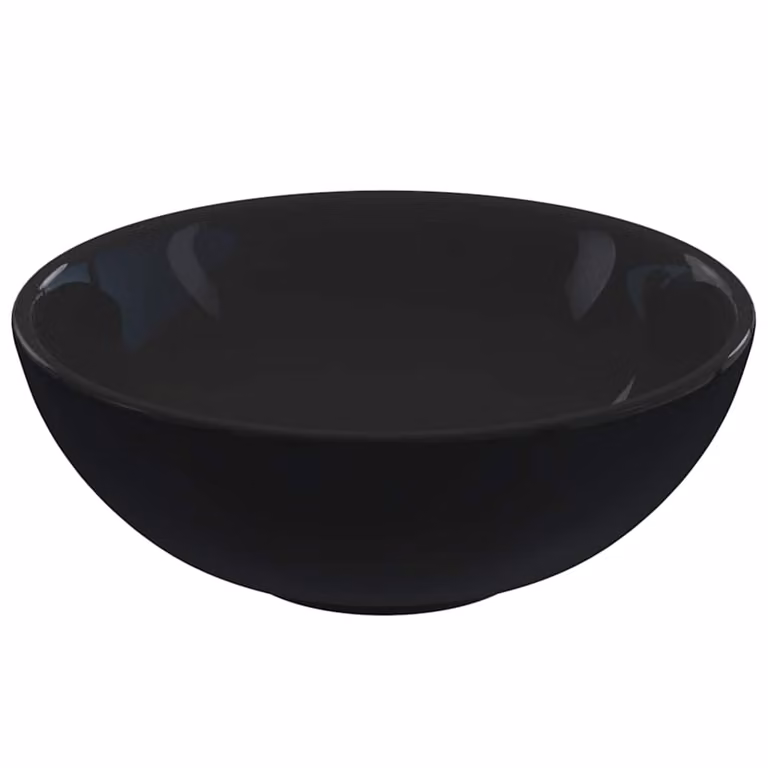 Lavabo redondo de sobreencimera vidaXL de cerámica en negro brillo, Diámetro: 28 cm, Altura: 10 cm