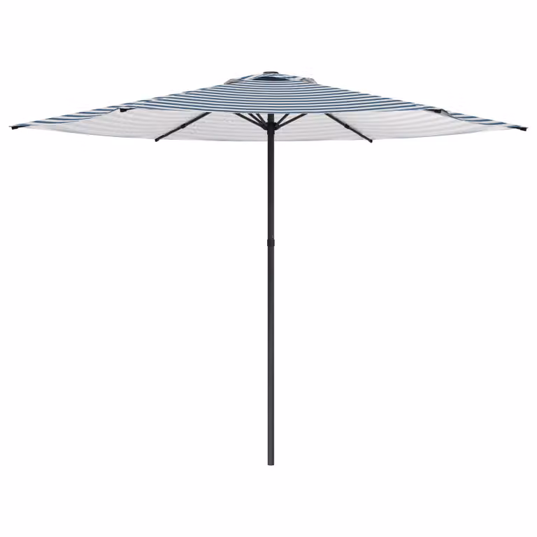 Sombrilla de jardín rectangular vidaXL de poliéster y acero en azul y blanco de 3 x 3 m