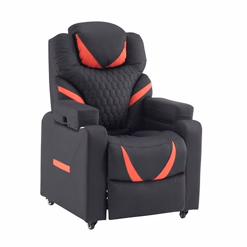 Sillón gaming reclinable hjh OFFICE Game Sport RX con reposacabezas, giratorio 360 grados y altura ajustable, color negro y rojo
