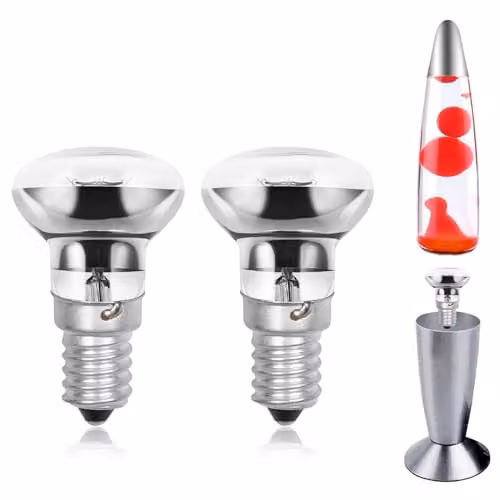 Pack de 2 bombillas Luxvista R39 de 30W con casquillo E14, regulables y de luz blanca cálida 2700K para lámpara de lava