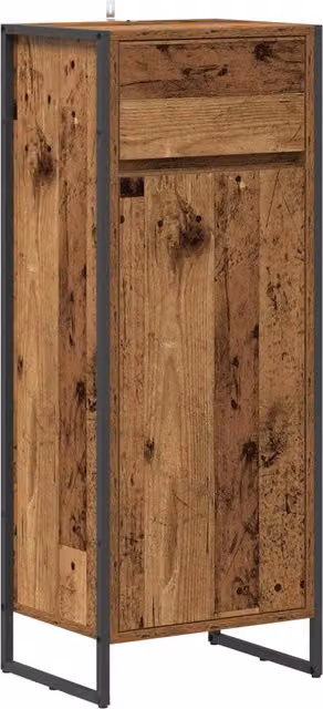 Gabinete de baño industrial SYFAX de madera y metal en color marrón con cajón y estantes An/P/Al: 40 x 30 x 100 cm