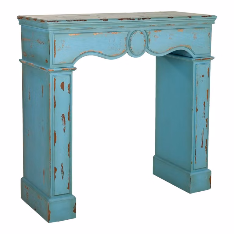 Marco de chimenea de madera Wanderlust deco estilo shabby chic color azul turquesa An/P/Al: 100 x 40 x 100 cm