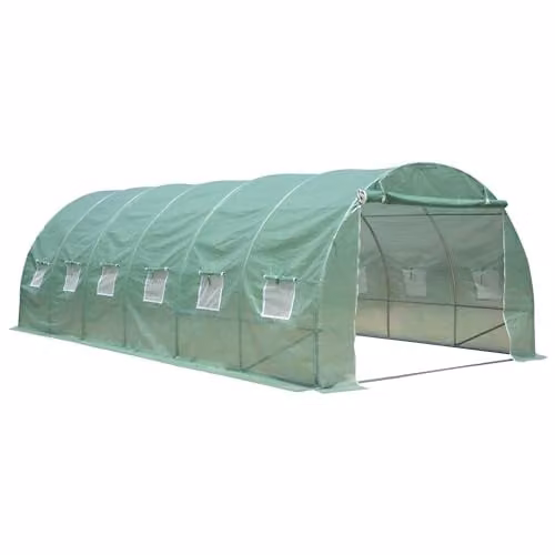 Invernadero de túnel Zelsius con estructura de acero y cubierta de polietileno transparente, ideal para huerto de vegetales y plantas ornamentales, An/P/Al: 6 x 3 x 2 m