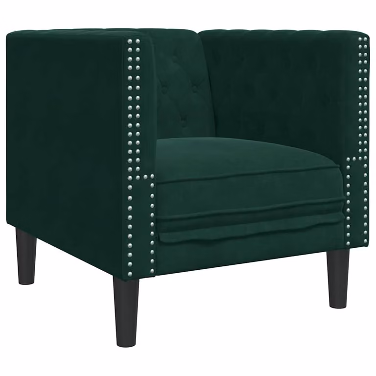 Sillón Chesterfield de terciopelo verde oscuro vidaXL