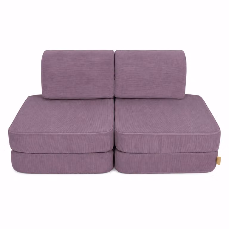 Sofá infantil MeowBaby de 4 módulos en pana fina color lavanda, Ancho: 120 cm