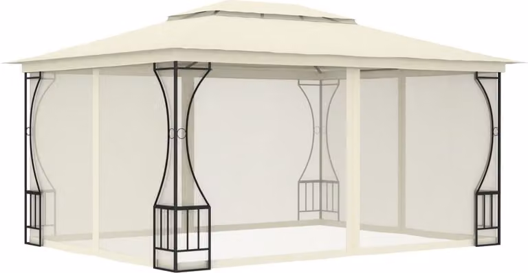 Cenador Syfax con redes color beige An/P/Al: 300 x 400 x 265 cm