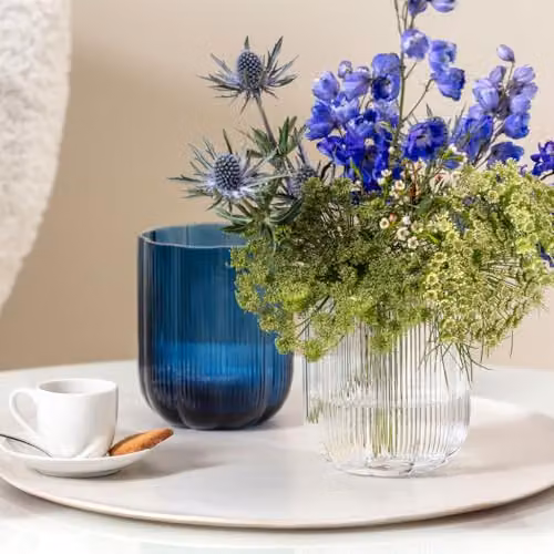 Jarrón decorativo de vidrio soplado Villeroy & Boch Fleur transparente de diseño floral para mesa, Ø 15 cm