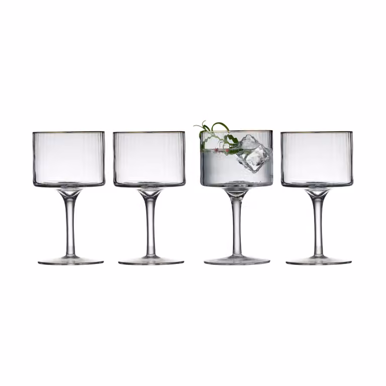 Juego de 4 vasos de Gin Tonic Palermo de Lyngby Glas, color transparente y oro, 32 cl