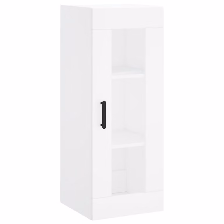 Armario de pared moderno vidaXL en color blanco con puertas de cristal y estantes internos, An/P/Al: 34,5 x 34 x 90 cm